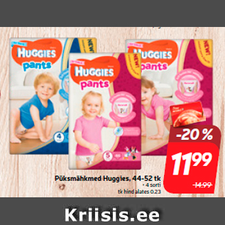 Allahindlus - Püksmähkmed Huggies, 44-52 tk