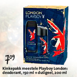 Allahindlus - Kinkepakk meestele Playboy London: deodorant+dušigeel