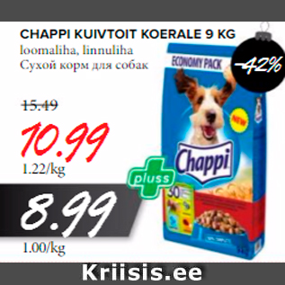 Allahindlus - CHAPPI KUIVTOIT KOERALE 9 KG