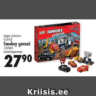 Allahindlus - Lego Juniors Cars3 Smokey garaaž 10743