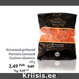 Allahindlus - Kuivatatud aprikoosid Premium, Germund 300 g