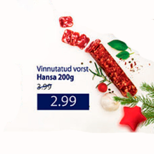 Allahindlus - Vinnutatud vorst Hansa 200 g