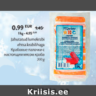 Allahindlus - Jahutatud lumekrabi ehtsa krabilihaga 200 g