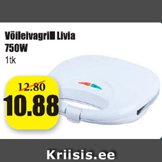 Allahindlus - Võileivagrill Livia 750W, 1 tk