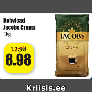 Allahindlus - Kohvioad Jacobs Crema 1 kg