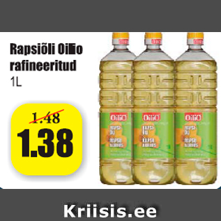 Allahindlus - Rapsiõli Oilio rafineeritud 1 l