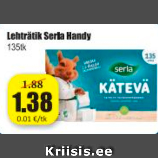 Allahindlus - Lehträtik Serla Handy 135 tk