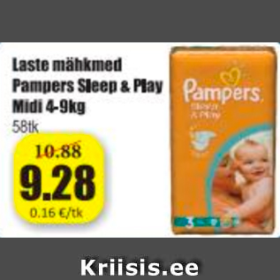 Allahindlus - Laste mähkmed Pampers Sleep & Play Midi