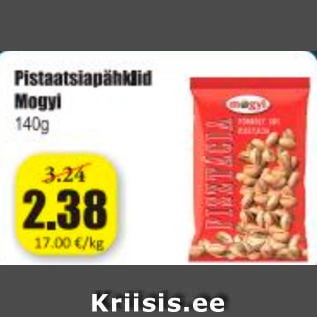 Allahindlus - Pistaatsiapähklid Mogyi 140 g