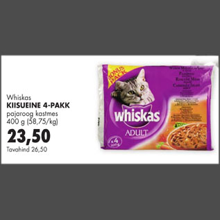 Allahindlus - Whiskas Kiisueine 4-pakk pajaroog kastmes