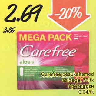 Allahindlus - Carefree pesukaitsmed aaloega, 76 tk