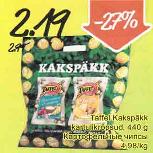 Allahindlus - Taffel Kakspäkk kartulikrõpsud, 440 g