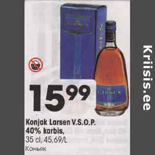 Allahindlus - Коnjak Larsеn V.S.O.P.40% korbis,35 с1