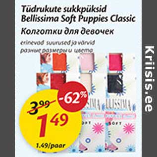 Allahindlus - Tüdrukute sukkpüksid Belissima Soft Puppies Classic