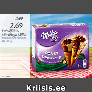 Allahindlus - Vahvlijäätis pähklitega Milka