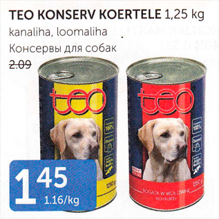 Allahindlus - TEO KONSERV KOERTELE 1,25 kg