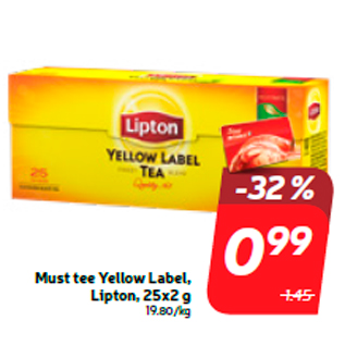 Allahindlus - Must tee Yellow Label, Lipton, 25x2 g