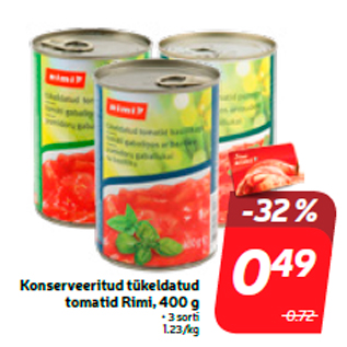 Allahindlus - Konserveeritud tükeldatud tomatid Rimi, 400 g