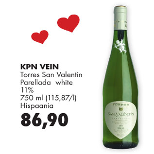 Allahindlus - KPN VEIN Torres San Valentin Parellada white 11%