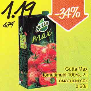 Allahindlus - Gutta Max tomatimahl 100%, 2 l