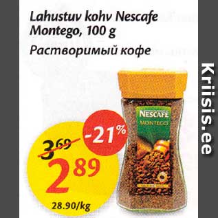 Allahindlus - Lahustuv kohv Nescafe Montego, 400 g