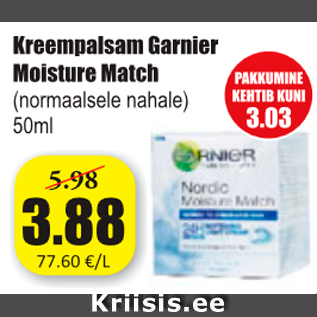 Allahindlus - Kreempalsam Garnier Moisture Match