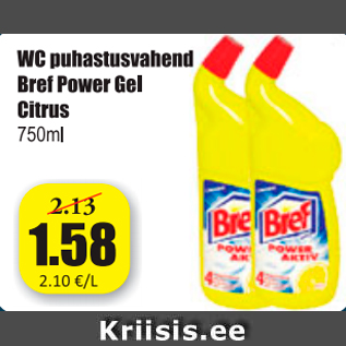 Allahindlus - WC puhastusvahend Bref Power Gel Citrus 750 ml