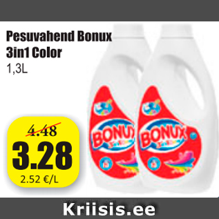 Allahindlus - Pesuvahend Bonux 3in1 Color 1,3 L