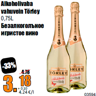 Allahindlus - Alkoholivaba vahuvein Törley 0,75L