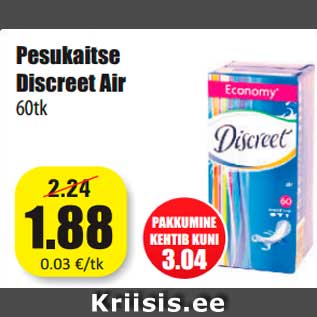 Allahindlus - Pesukaitse Discreet Air 60tk