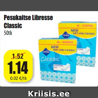 Allahindlus - Pesukaitse Libresse Classic 50tk