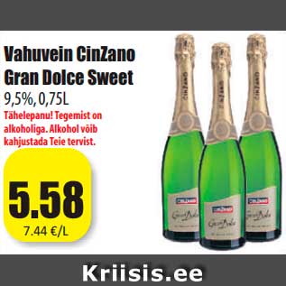 Allahindlus - Vahuvein CinZano Gran Dolce Sweet