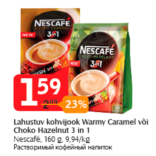 Allahindlus - Lahustuv kohvijook Warmy Caramel või Choko Hazelnut 3 in 1