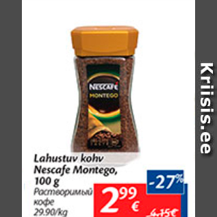 Allahindlus - Lahustuv kohv Nescafe Montego, 100 g