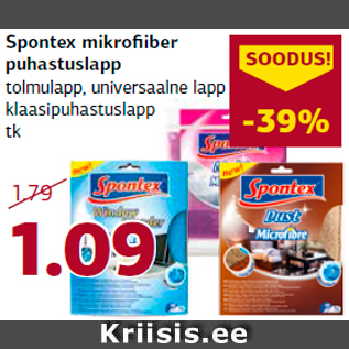 Allahindlus - Spontex mikrofiiber puhastuslapp