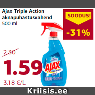 Allahindlus - Ajax Triple Action aknapuhastusvahend 500 ml