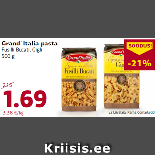 Allahindlus - Grand´Italia pasta