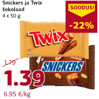 Allahindlus - Snickers ja Twix šokolaad