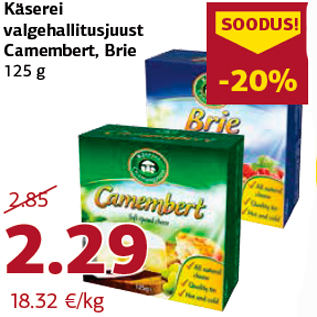 Allahindlus - Käserei valgehallitusjuust Camembert, Brie 125 g