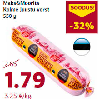 Allahindlus - Maks&Moorits Kolme Juustu vorst 550 g