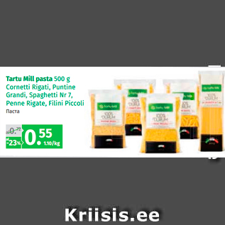 Allahindlus - Tartu Mill pasta 500 g