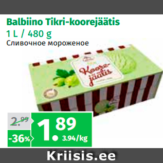 Allahindlus - Balbiino Tikri-koorejäätis