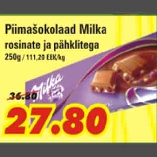 Allahindlus - Piimašokolaad Milka rosinate ja pähklitega