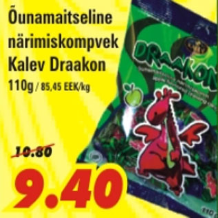 Allahindlus - Õunamaitseline närimiskompvek Kalev Draakon