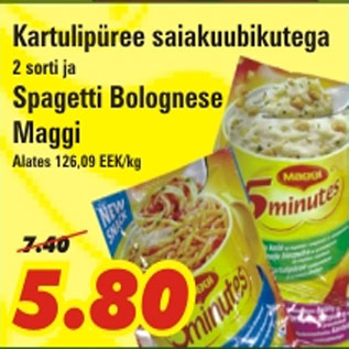 Allahindlus - Kartulipüree saiakuubikutega Spagetti Bolognese Maggi