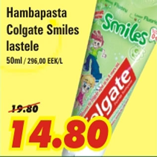 Allahindlus - Hambpasta Colgate Smiles Lastele