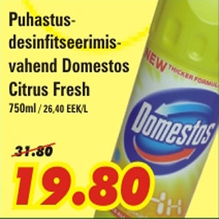 Allahindlus - Puhastusdesinfitseerimisvahend Domestos Citrus Fresh