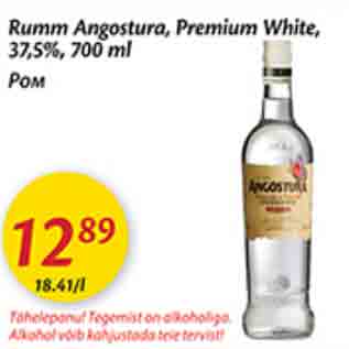 Allahindlus - Rumm Angostura, Oremium Whute, 37,5%, 700 ml