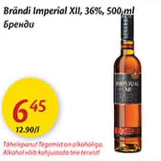 Allahindlus - Brändi Imperial XII, 36%, 500 ml