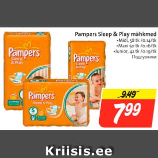 Allahindlus - Pampers Sleep & Play mähkmed